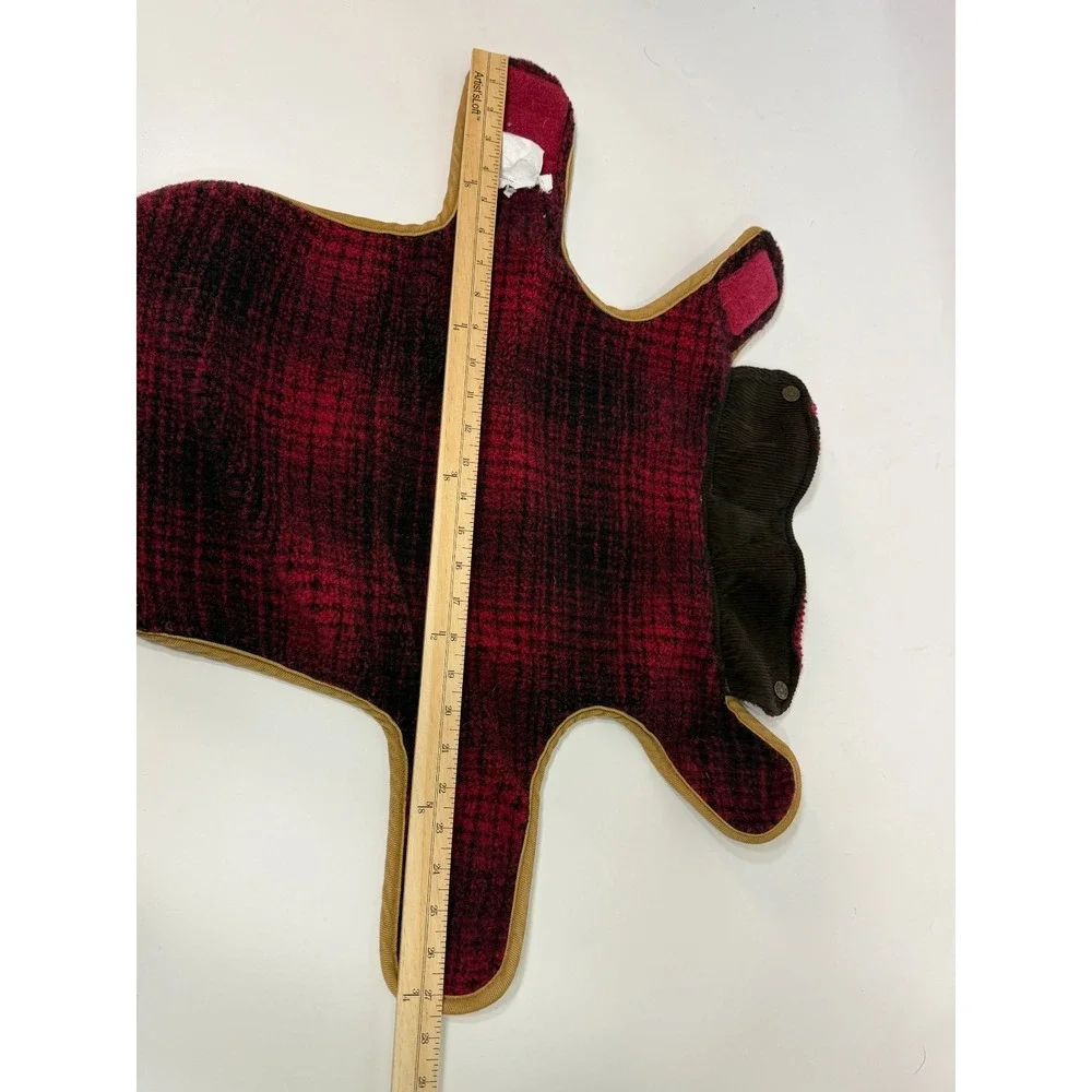 Orvis The Field Collection Dog Jacket M Tan Red Plaid Fleece Lined Cotton Canvas